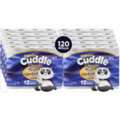 Panda Cuddle 3‑Ply Quilted Toilet Paper – Ultra Soft & Gentle Bulk Loo Rolls, Bulk Bathroom Tissue - Maxi Value Pack of 120 Rolls, Sustainable Gentle Bathroom Tissue, Unscented - Pack of 120